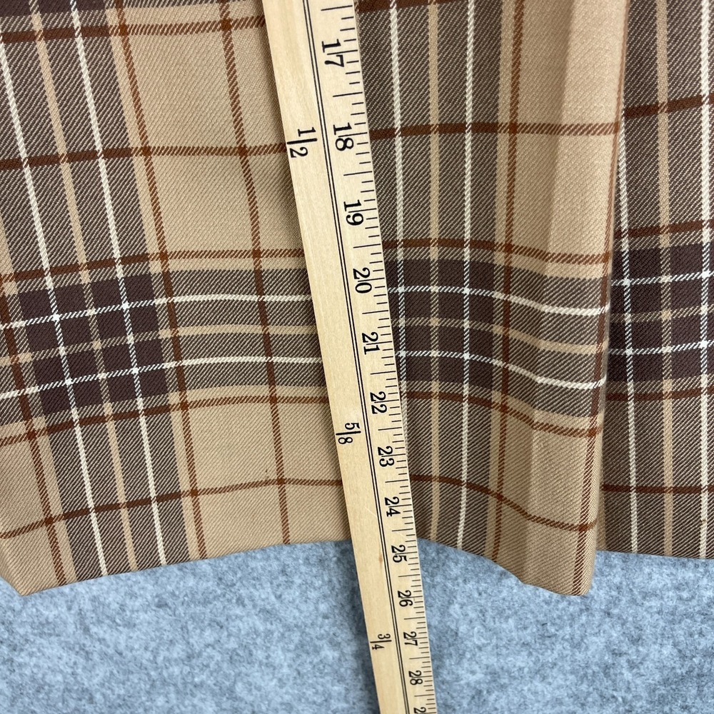 Brooks Brothers 346 Wool Pleated Skirt Womens 8 Tan Plaid Preppy Academia - Picture 5 of 8